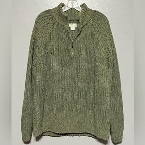 Bob Timberlake Men’s XL Quarter Zip Sweater Olive Green Speckled Lambswool Blend